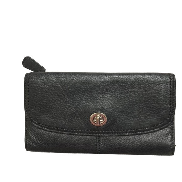 Coach black leather turnlock wallet - Picture 1 of 14